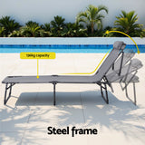 Gardeon Sun Lounger Folding Lounge Beach Chair Patio Outdoor Furniture - 45-Degree Angle