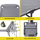 Gardeon Sun Lounger Folding Lounge Beach Chair Patio Outdoor Furniture - Rear View