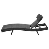 Gardeon Sun Lounge Wicker Lounger Outdoor Furniture Beach Chair Garden Adjustable Black - Side View