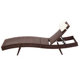 Gardeon 2PC Sun Lounge Wicker Lounger Outdoor Furniture Beach Chair Garden Adjustable Brown - Close-Up Angle
