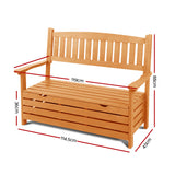 Gardeon Outdoor Storage Bench Box Wooden Garden Chair 2 Seat Timber Furniture - Front View