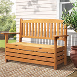 Gardeon Outdoor Storage Bench Box Wooden Garden Chair 2 Seat Timber Furniture - Close-Up Angle