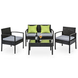 Gardeon Outdoor Sofa Set Wicker Lounge Setting Table and Chairs Patio Furniture - Low Angle