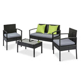 Gardeon Outdoor Sofa Set Wicker Lounge Setting Table and Chairs Patio Furniture - Side View