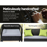 Gardeon Outdoor Sofa Set Wicker Lounge Setting Table and Chairs Patio Furniture - 45-Degree Angle