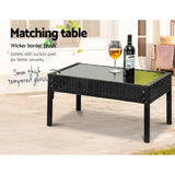 Gardeon Outdoor Sofa Set Wicker Lounge Setting Table and Chairs Patio Furniture - Rear View
