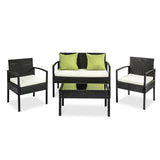Gardeon Outdoor Sofa Set Wicker Lounge Setting Table and Chairs Patio Furniture - Close-Up Angle