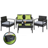 Gardeon Outdoor Sofa Set Wicker Lounge Setting Table and Chairs Storage Cover - Close-Up Angle