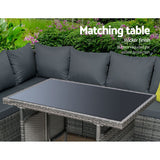 Gardeon Outdoor Dining Set Aluminum Table Chairs Wicker Setting Grey - Rear View