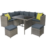 Gardeon Outdoor Dining Set Aluminum Table Chairs Wicker Setting Grey - Low Angle