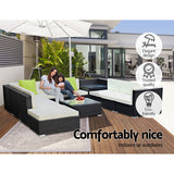 Gardeon 11PC Sofa Set with Storage Cover Outdoor Furniture Wicker - 45-Degree Angle