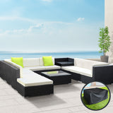 Gardeon 11PC Sofa Set with Storage Cover Outdoor Furniture Wicker - Low Angle