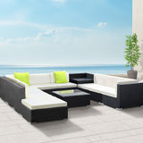 Gardeon 11PC Outdoor Furniture Sofa Set Wicker Garden Patio Lounge - Low Angle