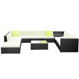 Gardeon 12PC Outdoor Furniture Sofa Set Wicker Garden Patio Lounge - Side View