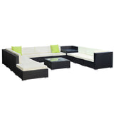 Gardeon 12PC Outdoor Furniture Sofa Set Wicker Garden Patio Lounge - Top-Down View