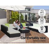 Gardeon 12PC Outdoor Furniture Sofa Set Wicker Garden Patio Lounge - Rear View