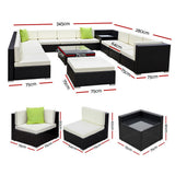 Gardeon 13-Piece Outdoor Sofa Set Wicker Couch Lounge Setting Cover - Front View