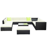 Gardeon 13-Piece Outdoor Sofa Set Wicker Couch Lounge Setting 11 Seater - Side View