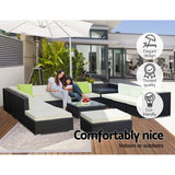 Gardeon 13-Piece Outdoor Sofa Set Wicker Couch Lounge Setting 11 Seater - Rear View