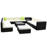Gardeon 13-Piece Outdoor Sofa Set Wicker Couch Lounge Setting 11 Seater - Low Angle