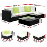 Gardeon 5-Piece Outdoor Sofa Set Wicker Couch Lounge Setting Cover - Front View