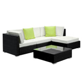 Gardeon 5-Piece Outdoor Sofa Set Wicker Couch Lounge Setting Cover - Close-Up Angle