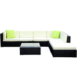Gardeon 7-Piece Outdoor Sofa Set Wicker Couch Lounge Setting Cover - Side View