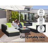 Gardeon 9-Piece Outdoor Sofa Set Wicker Couch Lounge Setting Cover - Rear View