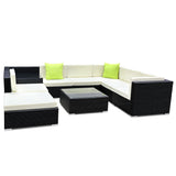 Gardeon 9-Piece Outdoor Sofa Set Wicker Couch Lounge Setting Cover - Close-Up Angle