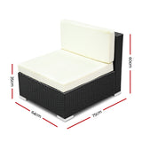 3PC Gardeon Outdoor Furniture Sofa Set Wicker Rattan Garden Lounge Chair Setting - Front View