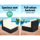3PC Gardeon Outdoor Furniture Sofa Set Wicker Rattan Garden Lounge Chair Setting - 45-Degree Angle