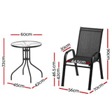 Gardeon 5PC Bistro Set Outdoor Table and Chairs Stackable Outdoor Furniture Black - Front View