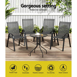 Gardeon 5PC Bistro Set Outdoor Table and Chairs Stackable Outdoor Furniture Black - Top-Down View