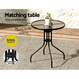 Gardeon 5PC Bistro Set Outdoor Table and Chairs Stackable Outdoor Furniture Black - Rear View