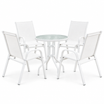 Gardeon 5PC Bistro Set Outdoor Table and Chairs Stackable Patio Furniture White