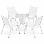 Gardeon 5PC Bistro Set Outdoor Table and Chairs Stackable Patio Furniture White