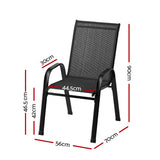 Gardeon 2PC Outdoor Dining Chairs Stackable Lounge Chair Patio Furniture Black - Front View