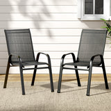 Gardeon 2PC Outdoor Dining Chairs Stackable Lounge Chair Patio Furniture Black - Close-Up Angle