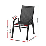 Gardeon 4PC Outdoor Dining Chairs Stackable Lounge Chair Patio Furniture Black - Front View