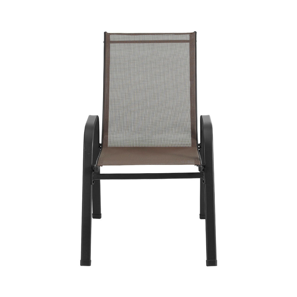 Gardeon 6PC Outdoor Dining Chairs Stackable Lounge Chair Patio Furniture Brown