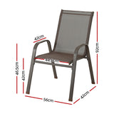 Gardeon 6PC Outdoor Dining Chairs Stackable Lounge Chair Patio Furniture Brown - Front View