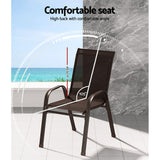 Gardeon 6PC Outdoor Dining Chairs Stackable Lounge Chair Patio Furniture Brown - Top-Down View