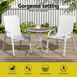 Gardeon 2PC Outdoor Dining Chairs Stackable Lounge Chair Patio Furniture White - Side View