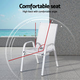 Gardeon 2PC Outdoor Dining Chairs Stackable Lounge Chair Patio Furniture White - Top-Down View