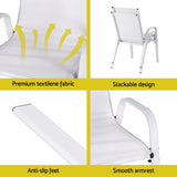 Gardeon 2PC Outdoor Dining Chairs Stackable Lounge Chair Patio Furniture White - 45-Degree Angle