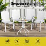 Gardeon 4PC Outdoor Dining Chairs Stackable Lounge Chair Patio Furniture White - Top-Down View