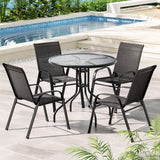 Gardeon Outdoor Dining Set Table and Chairs Patio Garden Furniture Bistro Set - Close-Up Angle