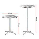 Gardeon Set of 2 Outdoor Bar Table Aluminium Round 70/110CM - Front View