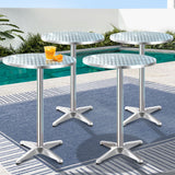 Gardeon Set of 6 Outdoor Bar Table Aluminium Round 70/110CM - Low Angle