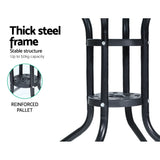 Gardeon Outdoor Bar Table Glass Cafe Table Steel Side Parasol Hole - Rear View